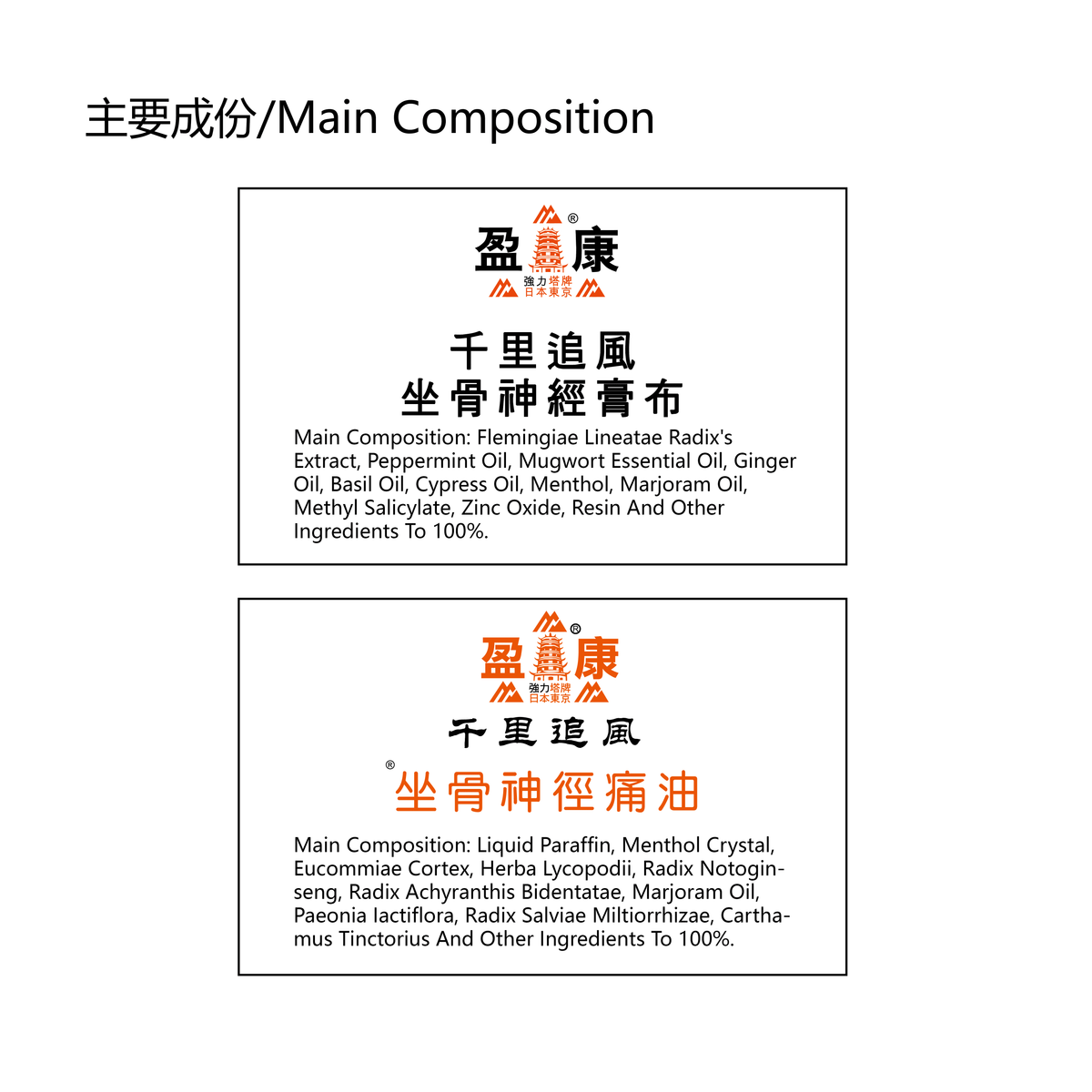 坐骨神經膏布＋痛油（小）
